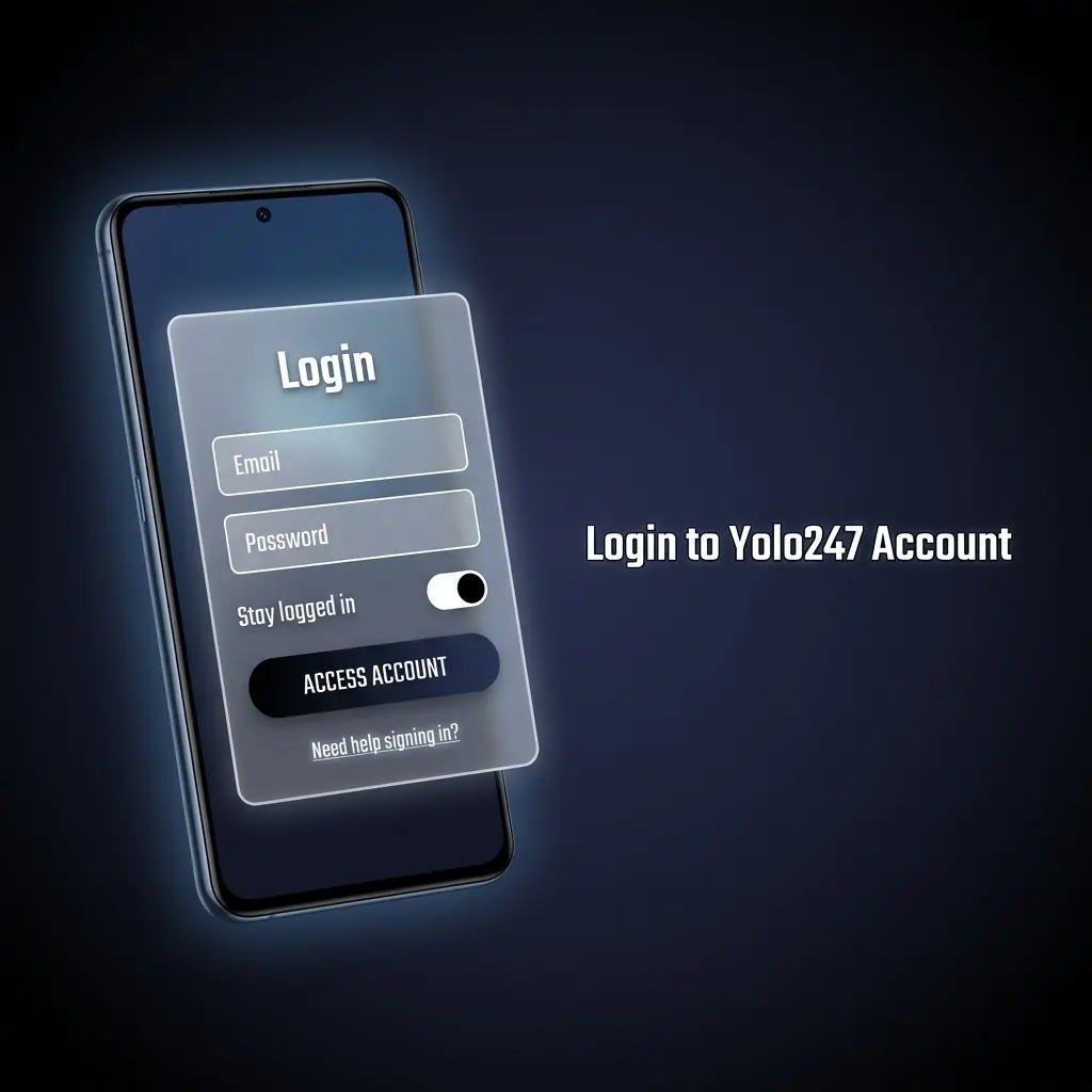 Yolo247 account login page showing sign-in form with mobile number, password fields and OTP verification steps