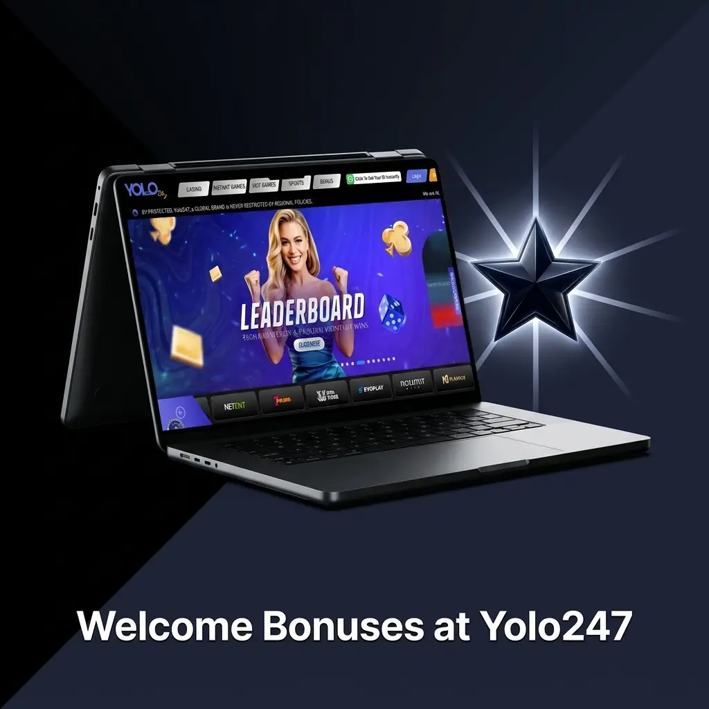 Yolo247 welcome bonuses table showing 400% casino, 500% sports, and 300% live casino offers with INR 500 min deposit