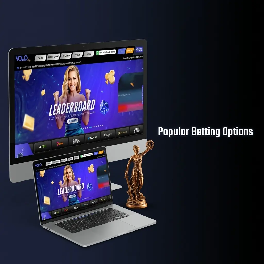 Popular betting options on Yolo247 including pre-match, live, multi bets, Asian handicap, and outright markets