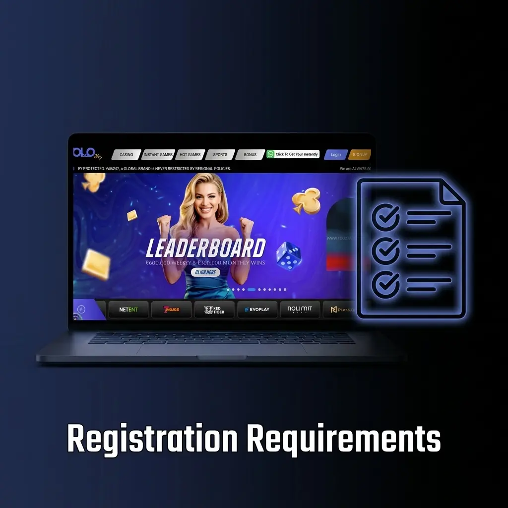 Yolo247 registration requirements showing age, ID, and eligibility rules for Indian users on a licensed platform